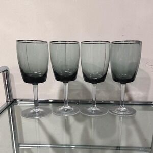 Gorham Midnight Mist Smoke Water Goblets, Set‎ of 4, Vintage Replacement Glasses